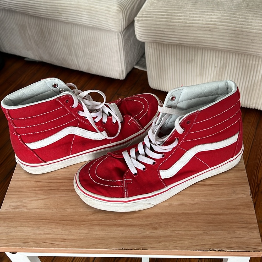 Vans Red High-Tops with White Details